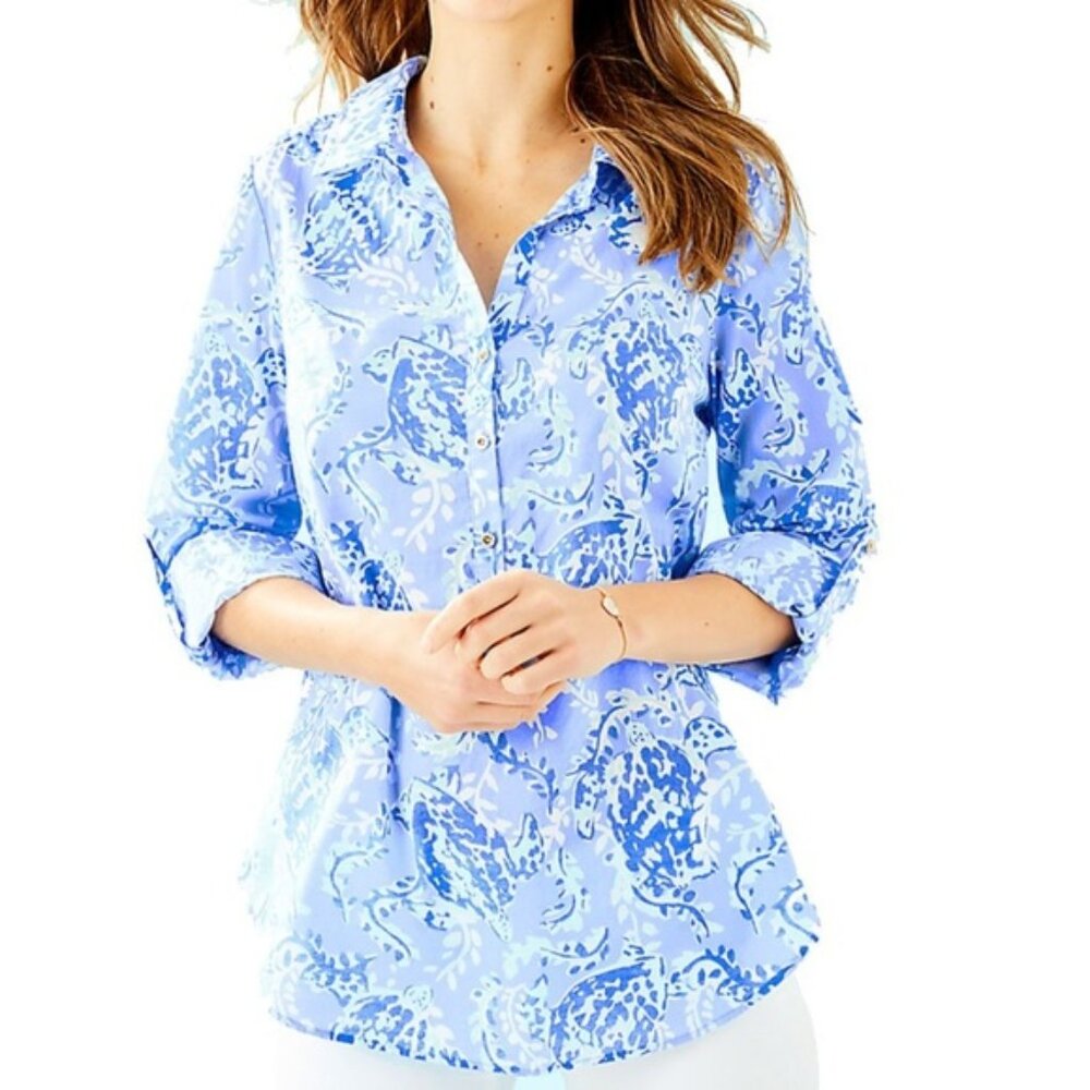 lilly pulitzer captiva tunic blue peri turtely